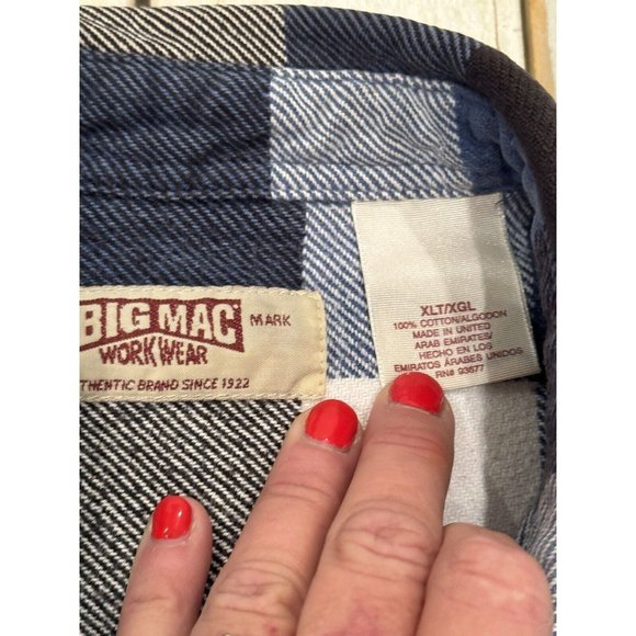 Vintage BIG MAC Workwear Shirt Men Size XL Brown Plaid Button Up Pocket Work 80s - Picture 4 of 12